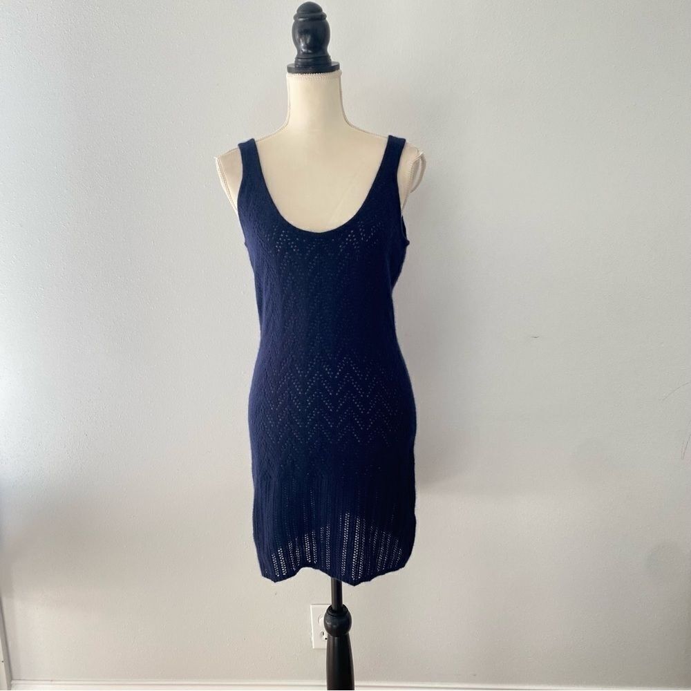 Twelfth Street by Cynthia Vincent Navy Blue Cashmere Knit Sweater Dress